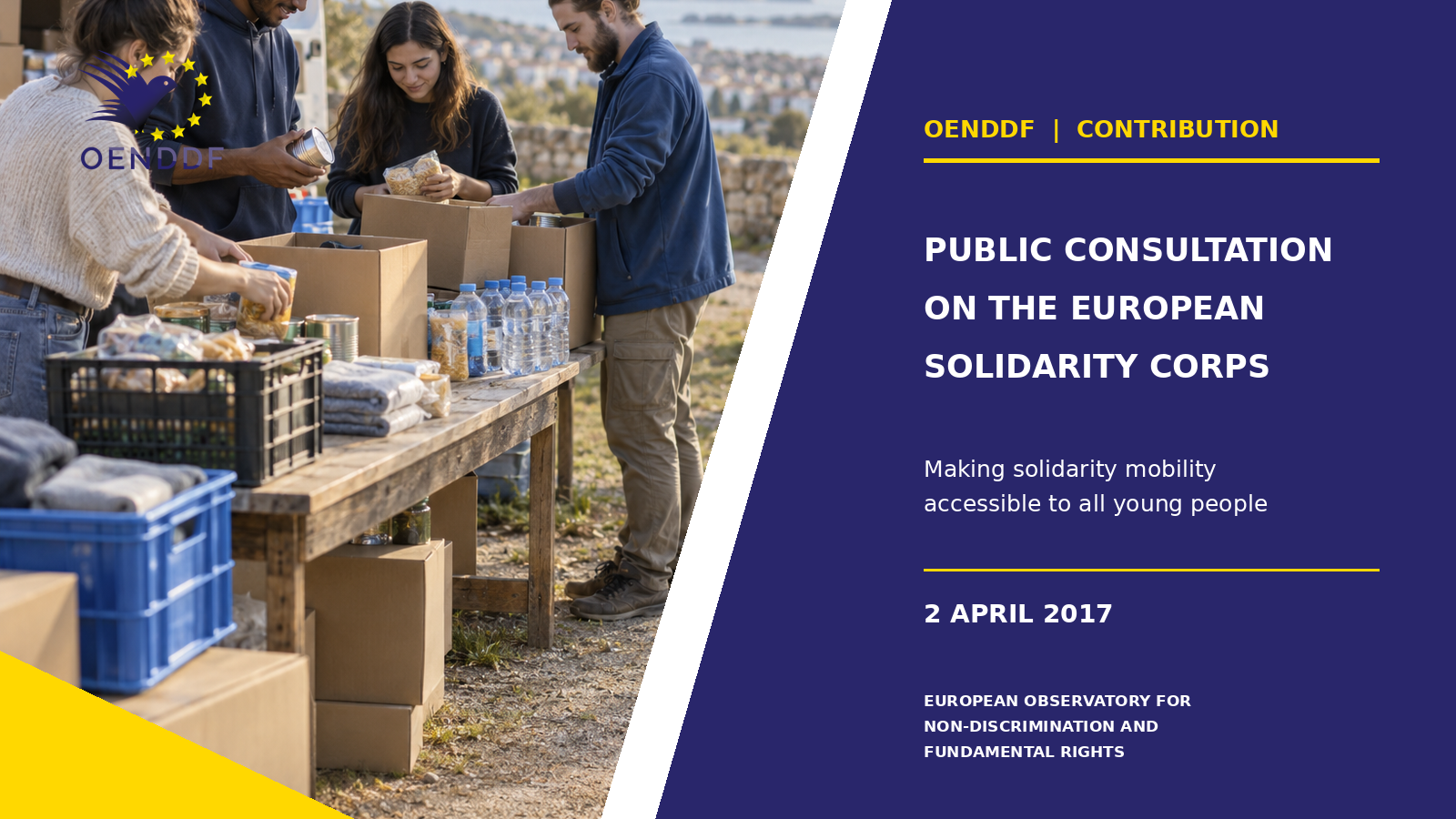 Cover of the OENDDF contribution to the European Solidarity Corps consultation (2017)