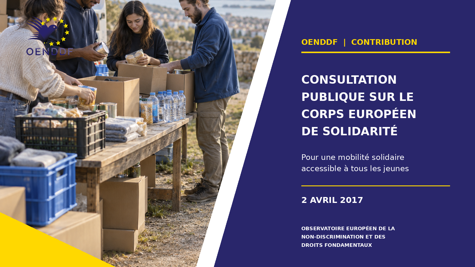 Couverture de la contribution de l'OENDDF au Corps européen de solidarité (2017)